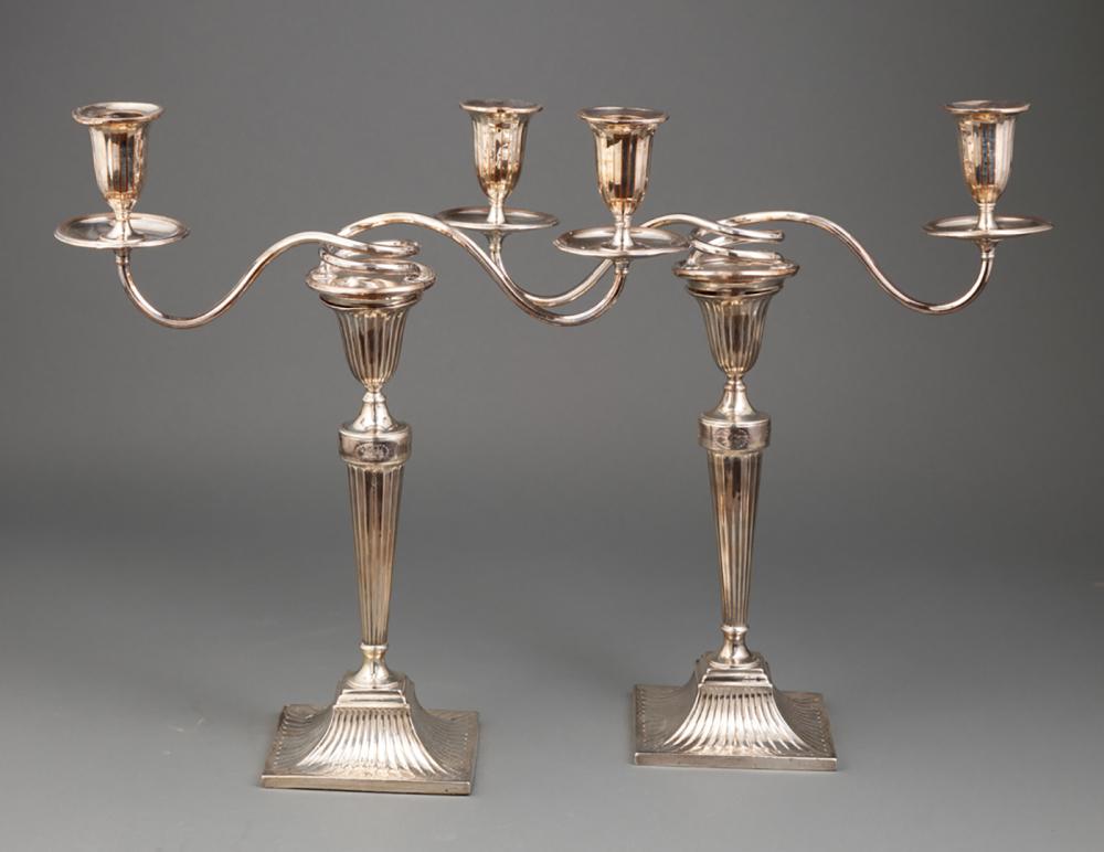 Appraisal: Pair of Antique English Sterling Silver Candlesticks Sheffield marks rubbed