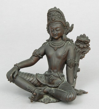 Appraisal: Reclining Bronze Krishna ca late th Century Bronze figure seated