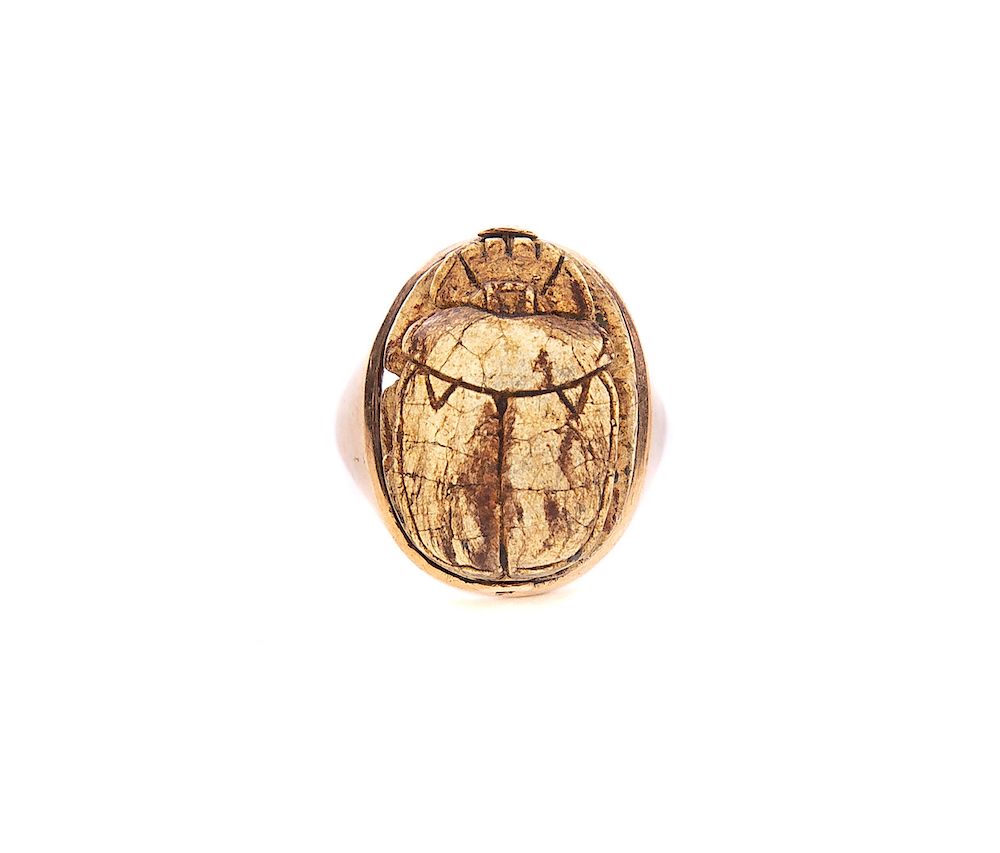 Appraisal: Antique K Gold Revolving Scarab Ring Good condition with normal