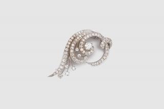 Appraisal: K White Gold and Diamond Brooch K White Gold and