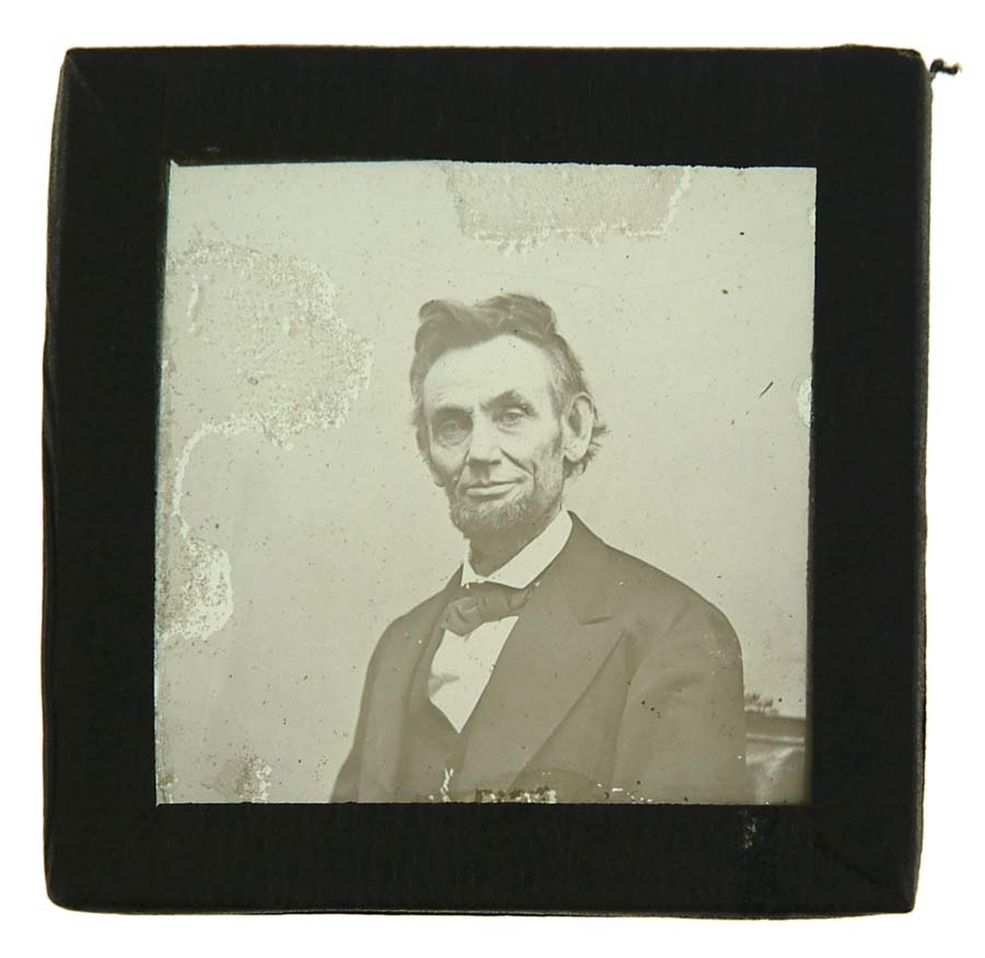 Appraisal: MAGIC LANTERN SLIDE OF PRESIDENT ABRAHAM LINCOLN A glass plate