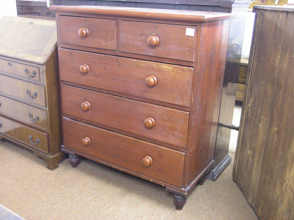 Appraisal: A Victorian painted pine chest two short and three long