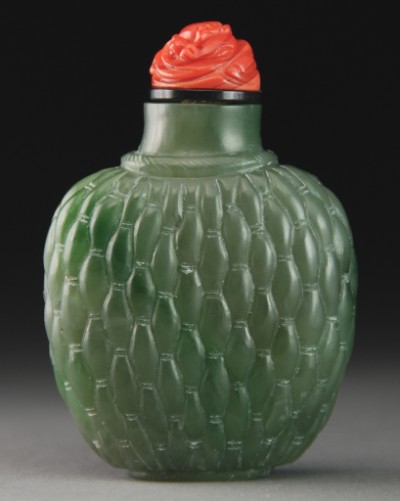 Appraisal: The stone of fine green tone with variations of deep