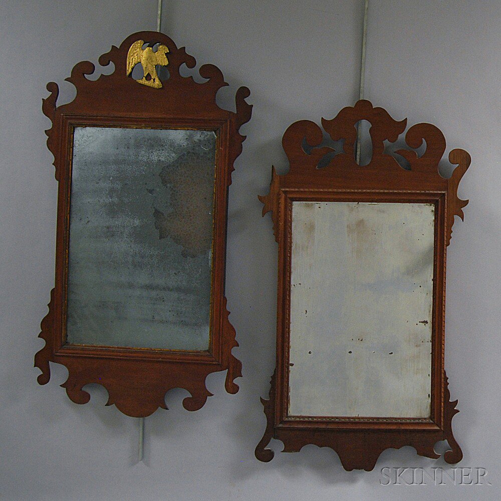 Appraisal: Two Chippendale Mahogany Scroll-frame Mirrors th century one with parcel-gilt