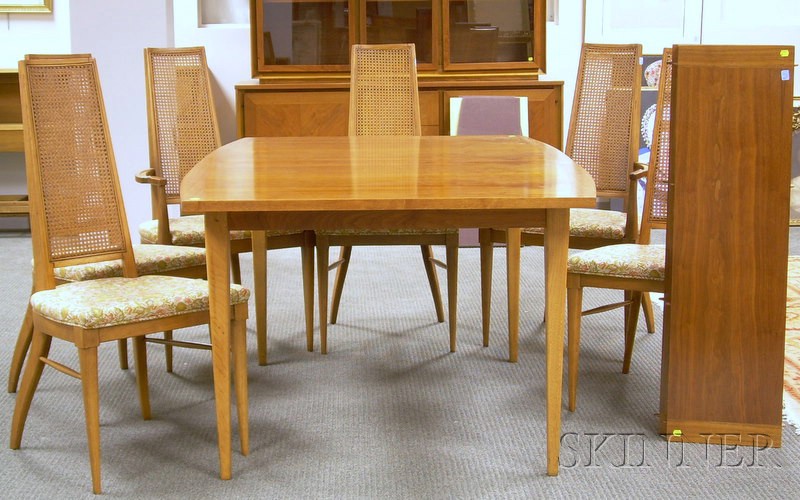 Appraisal: Lane Modern Walnut Dining Table and a Set of Six