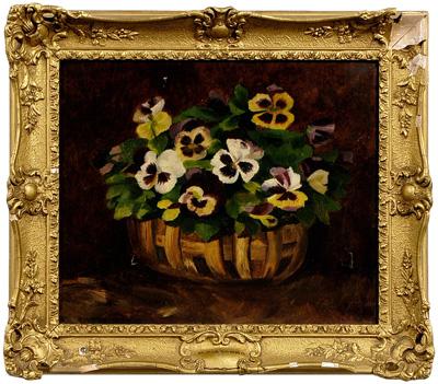 Appraisal: Painting signed quot P Pissaro quot still life of basket