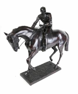 Appraisal: Bronze Horse Rider Rider sits astride a horse W x