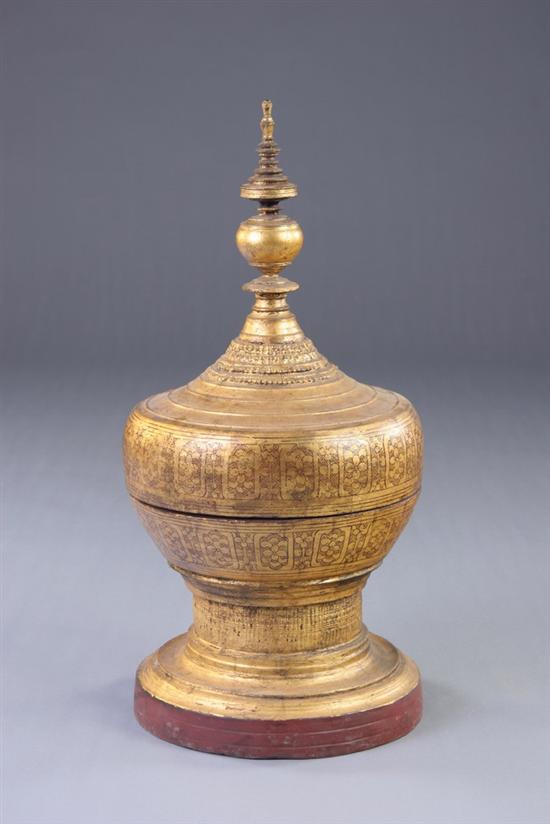 Appraisal: BURMESE GILT AND LACQUERED OFFERING BOX AND COVER Early th