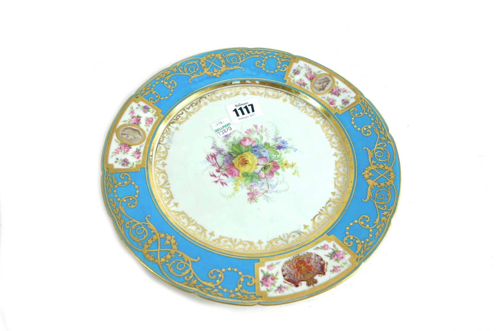 Appraisal: A French Sevres style porcelain turquoise and gilt part dinner