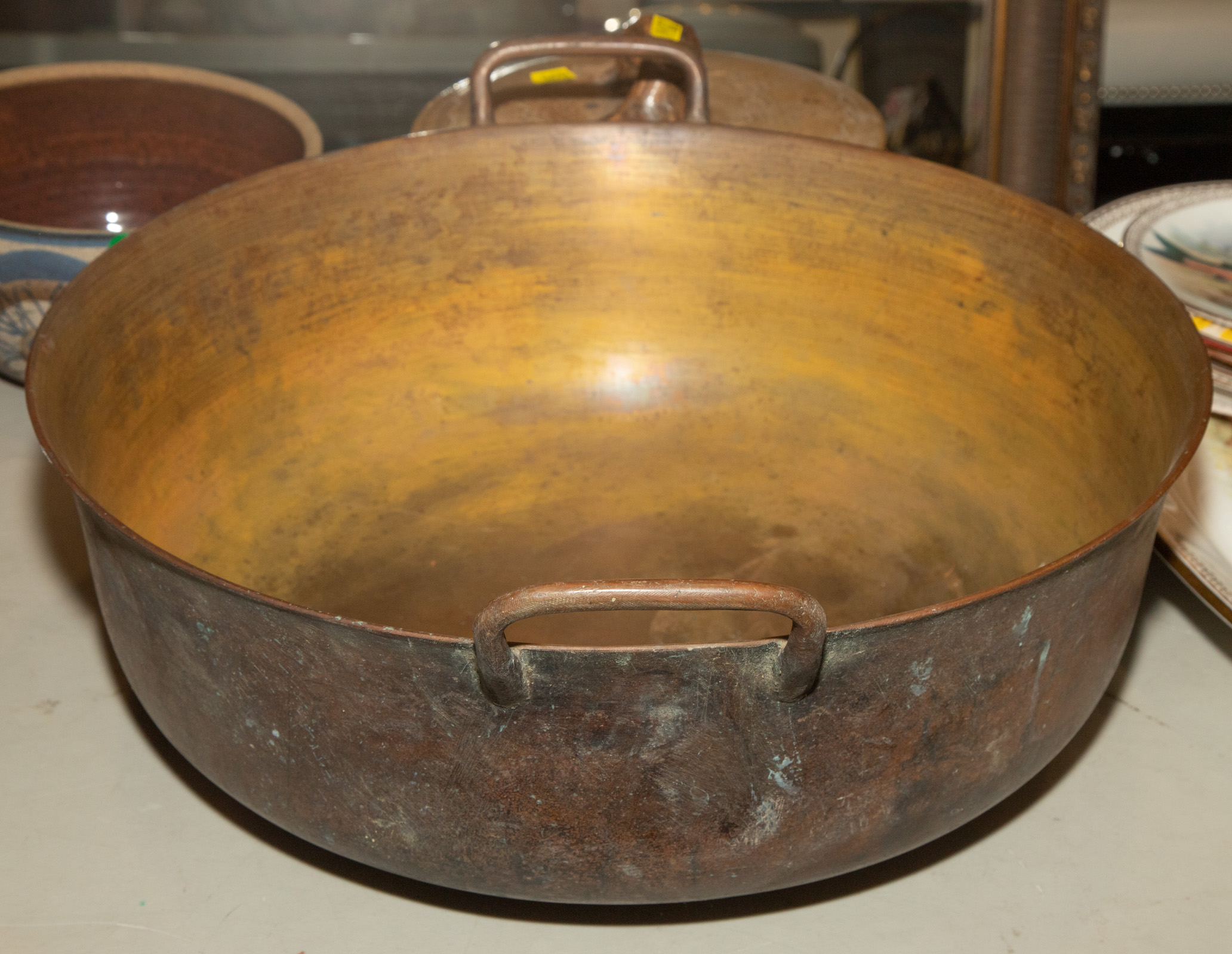 Appraisal: LARGE WROUGHT COPPER POT Continental circa