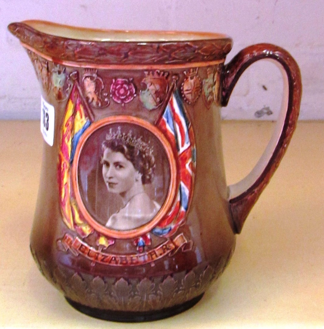 Appraisal: A Royal Doulton jug commemorating the coronation of Queen Elizabeth