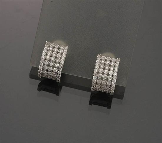 Appraisal: Pair of -Karat White-Gold and Diamond Ear Clips Each semi-hoop