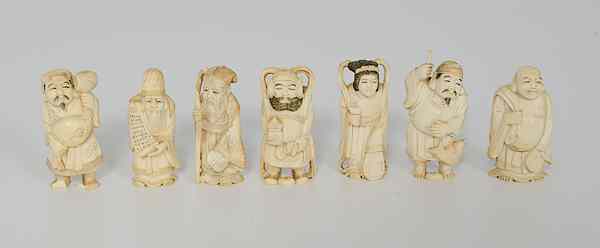 Appraisal: Japanese Ivory Carvings Seven Lucky Gods th century A group