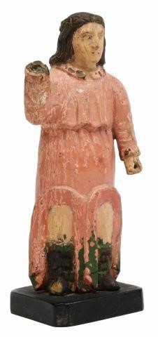 Appraisal: Spanish Colonial santo altar figure th c Archangel polychrome paint