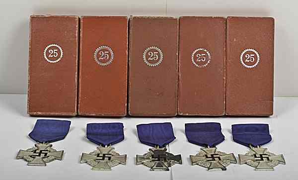 Appraisal: German WWII Long Service Medals and Teno Medal Boxes Lot