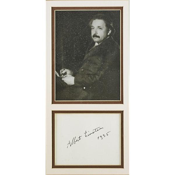 Appraisal: ALBERT EINSTEIN AUTOGRAPH On a cut piece of paper dated