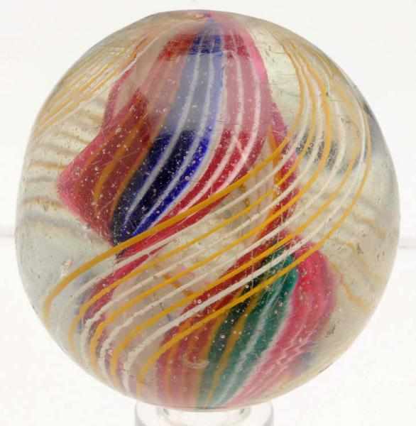 Appraisal: Large Double Ribbon Swirl Marble One ribbon is red yellow