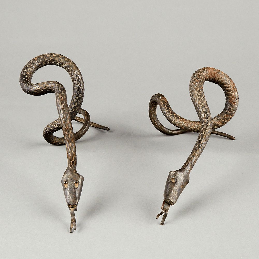 Appraisal: Pr th c American Folk Art Hand Wrought Iron Snakes