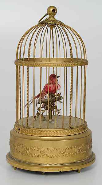 Appraisal: Automaton Bird Europe France Automaton bird in a brass cage