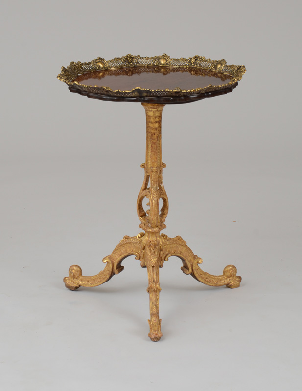 Appraisal: FINE GEORGE III STYLE GILT-METAL-MOUNTED MAHOGANY AND GILTWOOD TILT-TOP TABLE