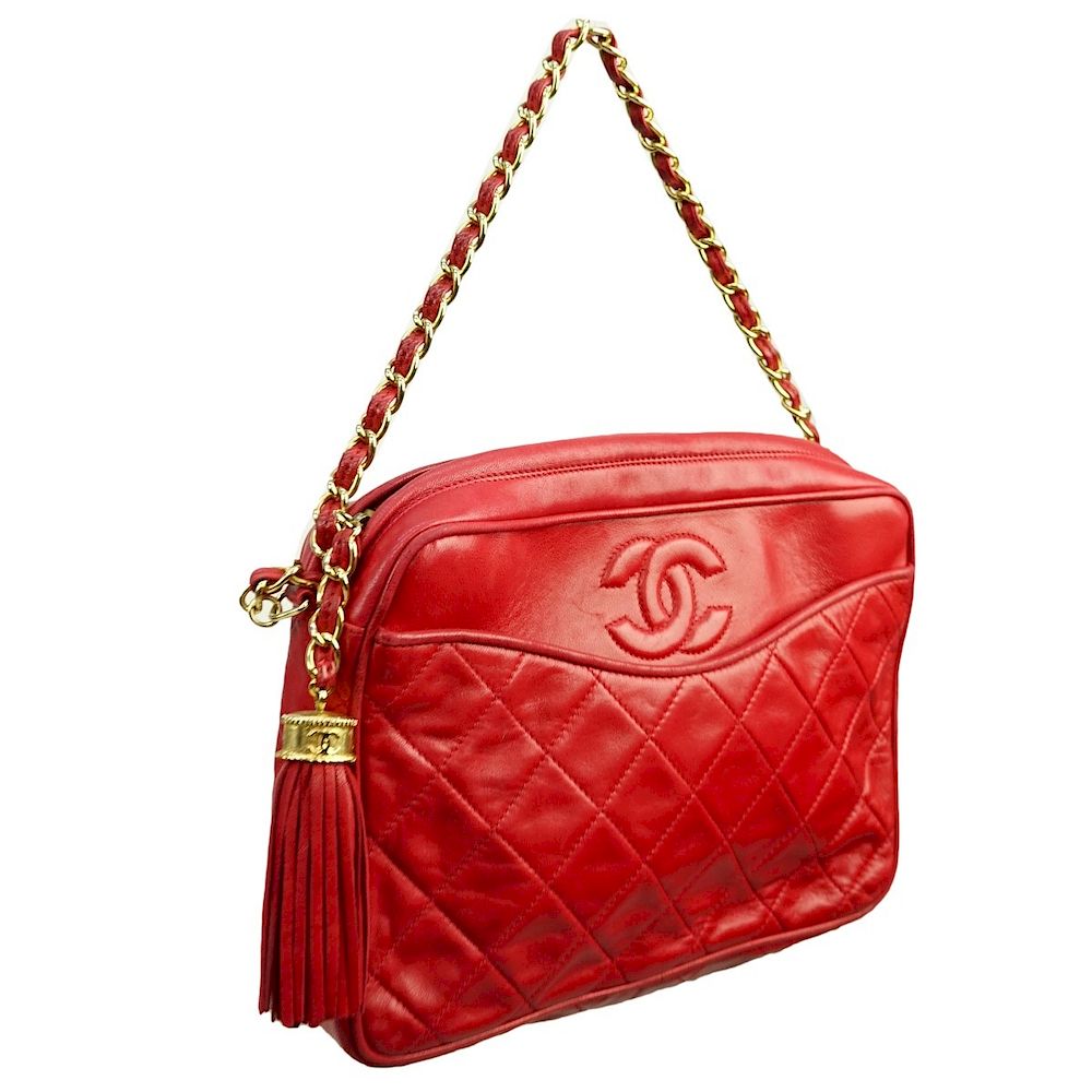 Appraisal: Chanel Bag Chanel Red Quilted Leather Tassel Zip Shoulder Bag