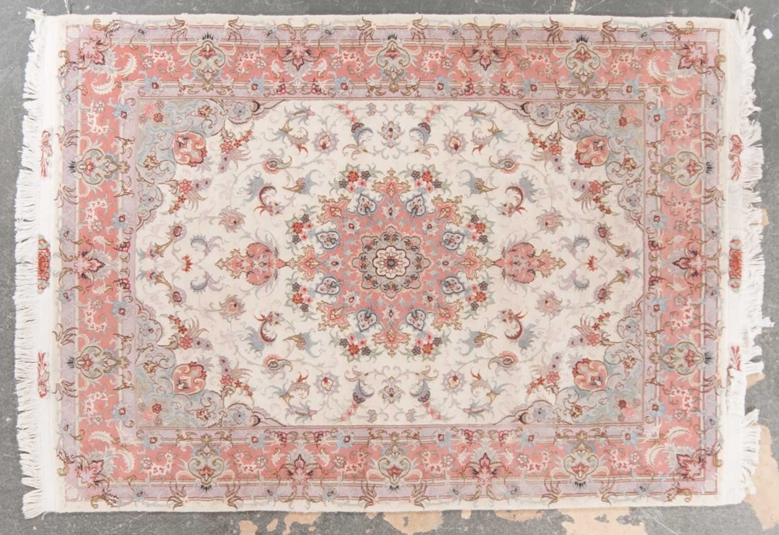 Appraisal: Persian Tabriz rug approx x Iran circa Condition Silk inlay