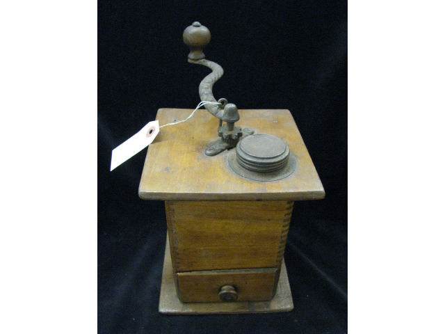 Appraisal: Antique Coffee Grinder dove-tailed with lower drawer fill cup