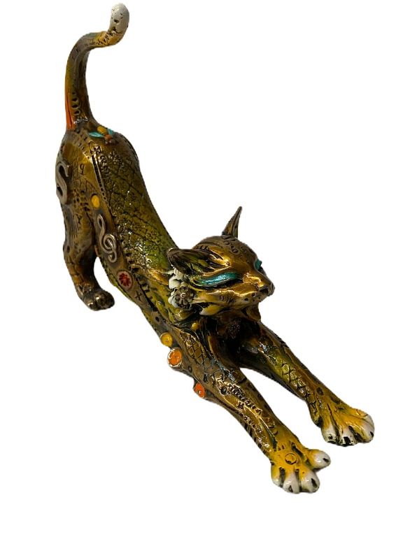 Appraisal: Nano Lopez Bronze Cat Statue Nano Lopez Bronze Cat Statue