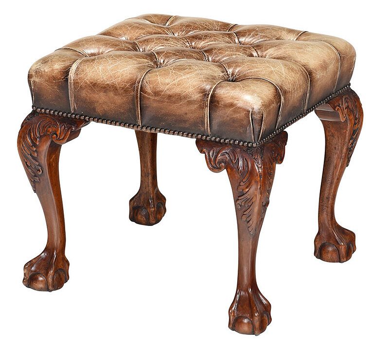 Appraisal: Chippendale Style Carved Mahogany Footstool th century with distressed brown