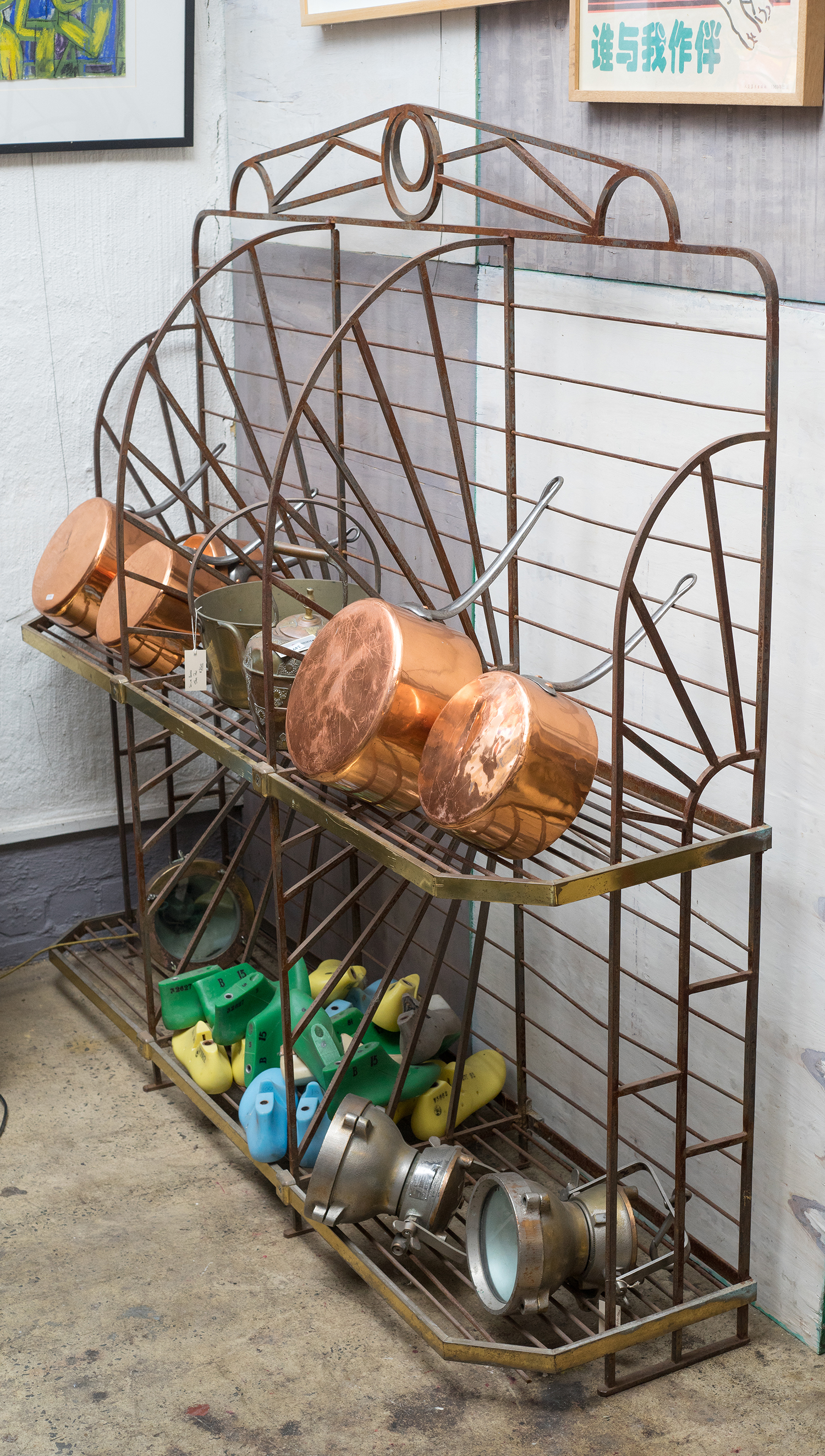 Appraisal: A FRENCH ART DECO BAKERS STAND Wrought iron with faded