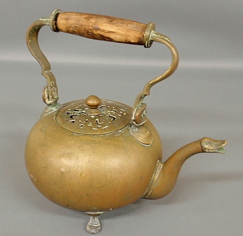 Appraisal: - Early Persian brass hot water kettle with serpent shaped