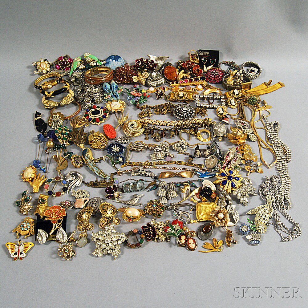 Appraisal: Large Group of Costume Victorian and Sterling Silver Jewelry including