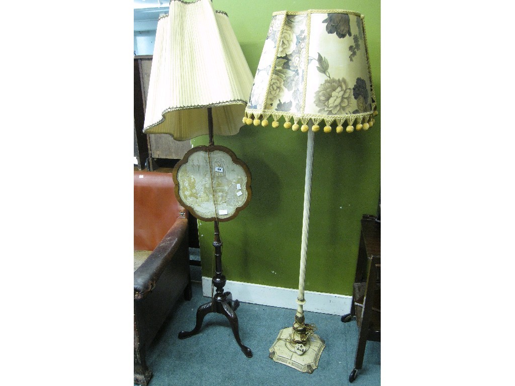 Appraisal: Lot comprising polescreen floor lamp and a standard lamp