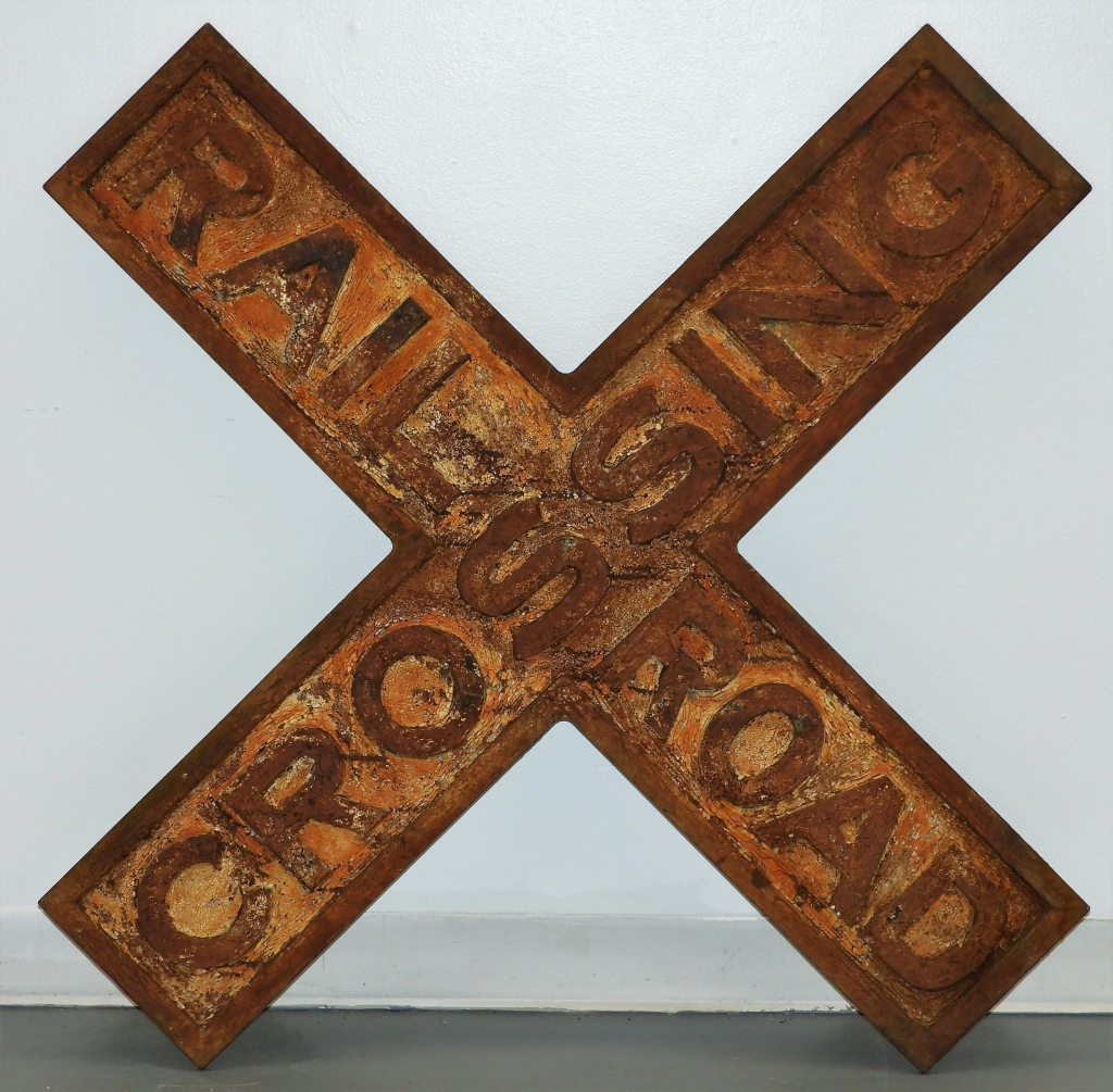 Appraisal: C AMERICAN CAST IRON RAIL ROAD CROSSING SIGN United States