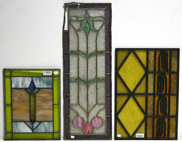 Appraisal: A group of nine stained and leaded glass windows late