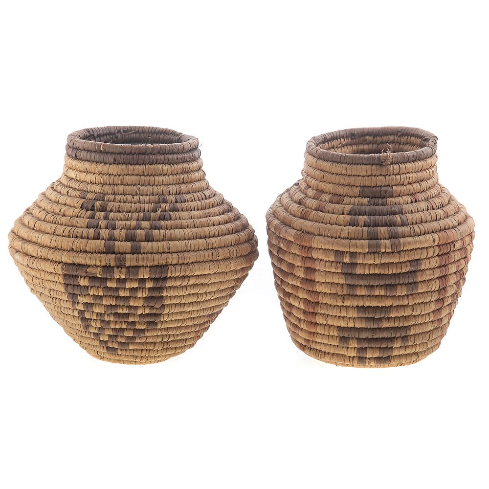 Appraisal: Two Papago Baskets each with geometric pattern decoration both in