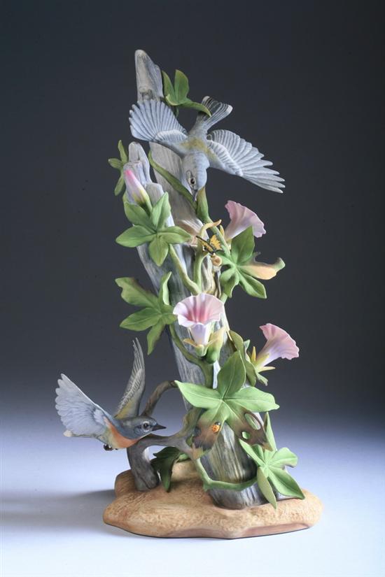 Appraisal: BOEHM PORCELAIN FIGURAL GROUP OF PARULA WARBLERS No stamped and