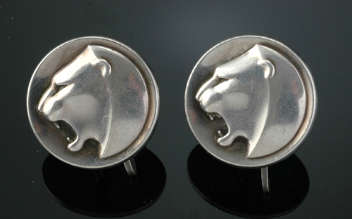 Appraisal: A pair cufflinks by Georg Jensen The round sterling silver