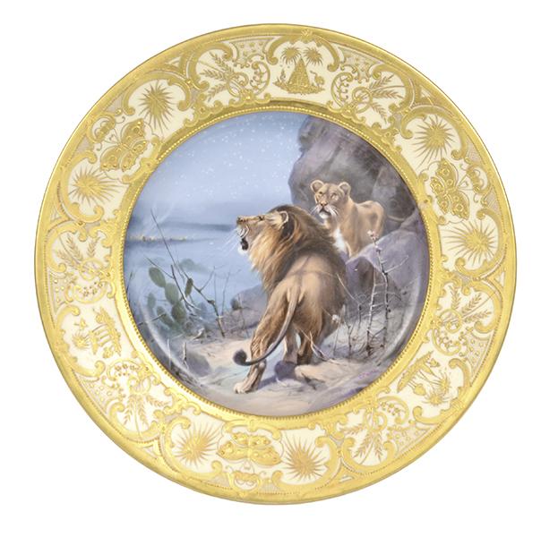 Appraisal: A DRESDEN PORCELAIN ANIMALIA PLATE SIGNED C POHL with a