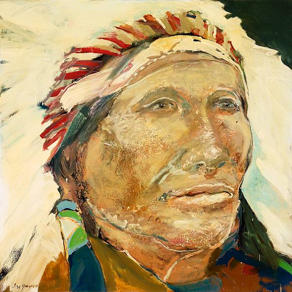 Appraisal: Ira Yeager American born Native American with Headdress signed 'Ira