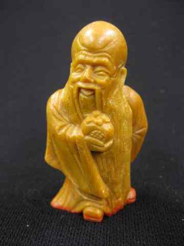 Appraisal: Chinese Carved Soapstone Figural Sealof an immortal '' excellent