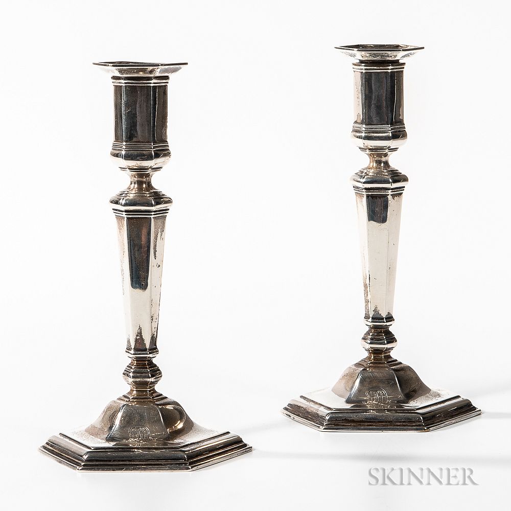 Appraisal: Two Tiffany Co Sterling Silver Candlesticks Two Tiffany Co Sterling