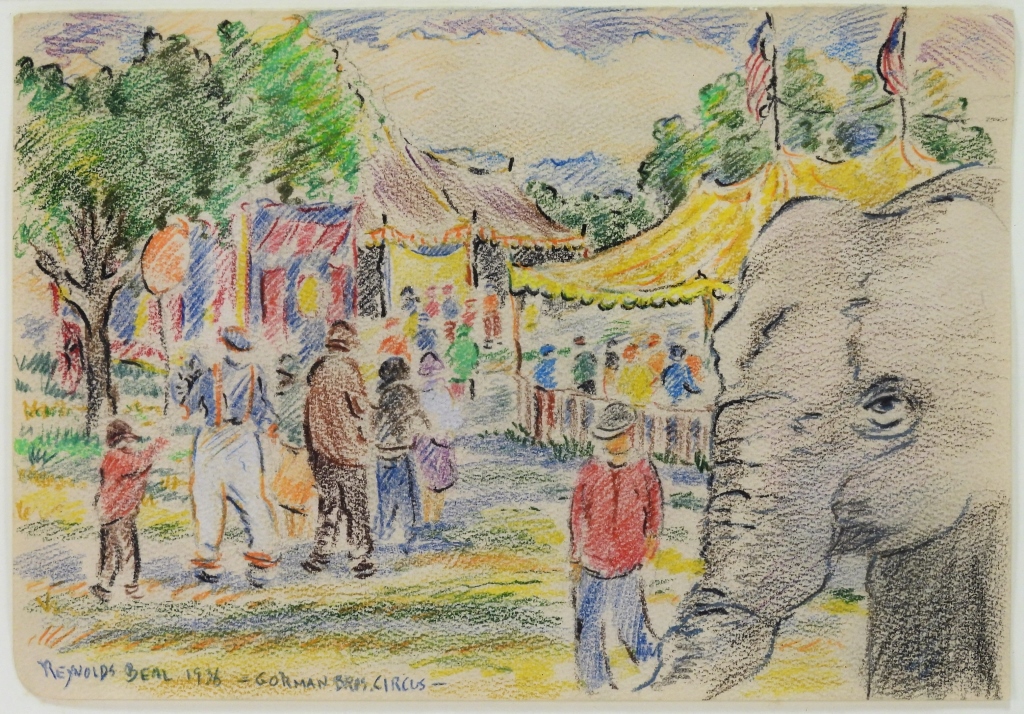 Appraisal: REYNOLDS BEAL GORMAN BROS CIRCUS ELEPHANT DRAWING Massachusetts Rhode Island