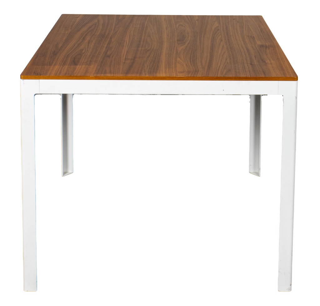 Appraisal: MODERN WOOD AND ENAMELED STEEL DINING TABLE Modern wood dining