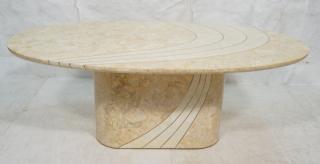 Appraisal: MAITLAND SMITH Style Marble Tile Dining Table Lg racetrack form