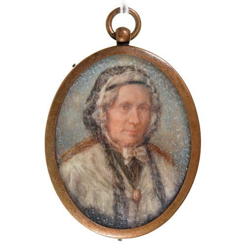 Appraisal: English School - Portrait miniature of a Lady ivory oval