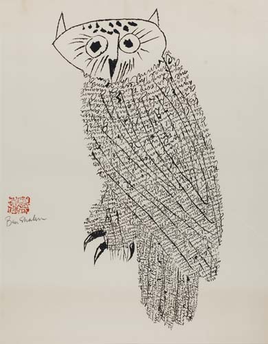 Appraisal: BEN SHAHN Owl Lithograph x mm x inches Edition of