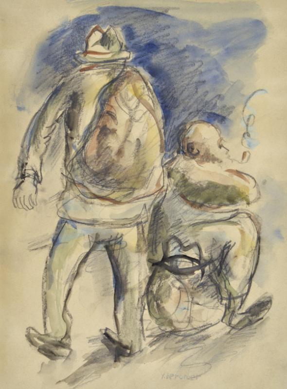 Appraisal: YOSL BERGNER BORN Victoria Market pencil and watercolour on paper