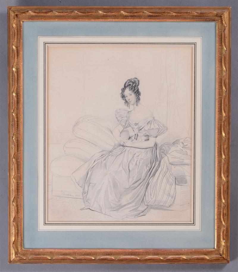 Appraisal: EUROPEAN SCHOOL PORTRAIT OF AN ELEGANT LADY Pencil on paper