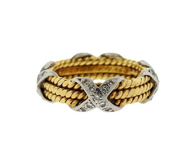 Appraisal: Tiffany Co Schlumberger K Gold Platinum Diamond Ring METAL K